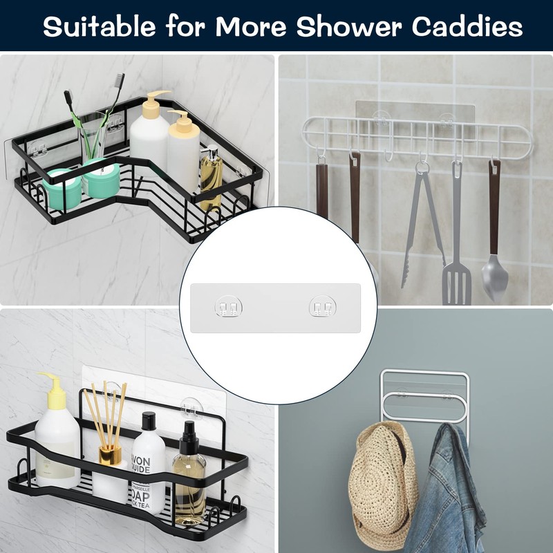 AKTECKE Shower Caddy Adhesive Replacement, No Drilling Transparent Adhesive Wall