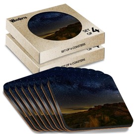 8 x Square Coasters - Milky Way Brecon Beacons Wales UK Cork Backed MDF Glossy Tea Coffee Accessory #51453