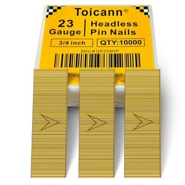 Toicann 23 Gauge Pin Nails Headless Pinner Nails for 23 GA Pneumatic & Electric Pinners or Pin Nailer or Pin Nail Gun, Great for Fine Woodworking & Trim Jobs (3/4"-10000PCS)