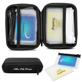 Day and Night Pill Organizer 14 Mini Pill Bags Color Coded, Pre-Labeled Days of The Week, Travel AM PM Pill Organizer 7 Day 2 Times A Day Small Med Wallet Recommend Two if Lots of Pills