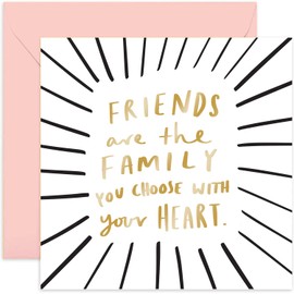Old English Co. Friends Are The Family We Choose Birthday Card for Her - Special Gold Foil Greeting Card for Best Friend | Just Because, Thinking of You, Galantines| Blank Inside & Envelope Included