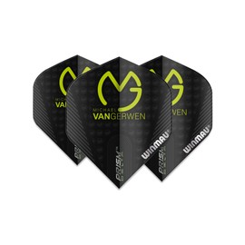 WINMAU MvG Michael van Gerwen Prism Delta Black Extra Thick Dart Flights - 1 Set per Pack (3 Flights Total)