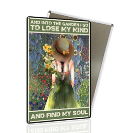 Funny Garden Sign, And Into The Garden I Go To Lose My Mind And Find My Soul Retro Backyard Fence Signs, Vintage Yard Gardens Decor Outdoor, Gift for Woman, Grandma 8x12"