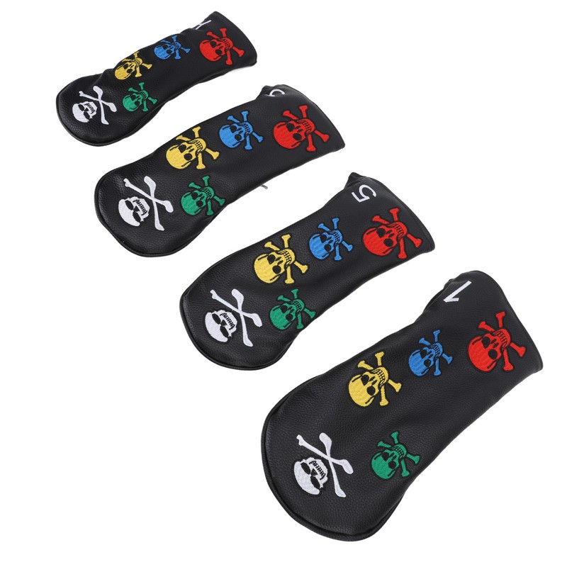 4Pcs Skull Golf Club Head Covers Golf Club Headcovers Colorful