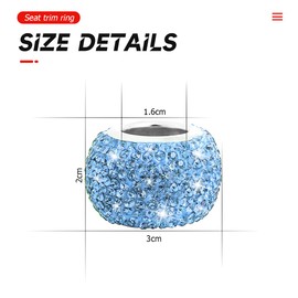 CGEAMDY 4 Cars Headrest Collars, Bling Head Rest Collars Rings Decor, Rhinestone Car Head Rest Collars, Diamond Interior Car Seat Accessory, Crystal Decoration Charms for SUV Truck(Lake-Blue)