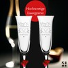 Set of 2 Champagne Flutes with Red Hearts - Wedding