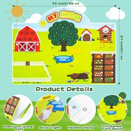 Aruionly Farm Animals Felt Story Board Set – 99 PCS Interactive Felt Board for Toddlers, Preschool Wall Busy Board, Sensory Wall Panel for Kids, Early Learning Flannel Storytelling Kit for Wall