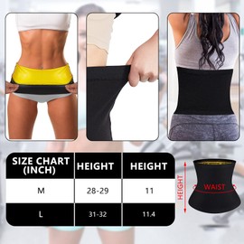 Geyoga 2 Pieces Waist Trimmer for Women Sweat Wrap Sweat Waist Trainer for Bodybuilding Lower Belly Fat (Yellow Inner,M)