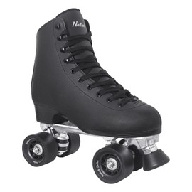 Nattork Roller Skates for Women and Girls, PU Leather High-top Quad Skates for Beginner, Indoor Outdoor Double-Row Skates for Adults - Black