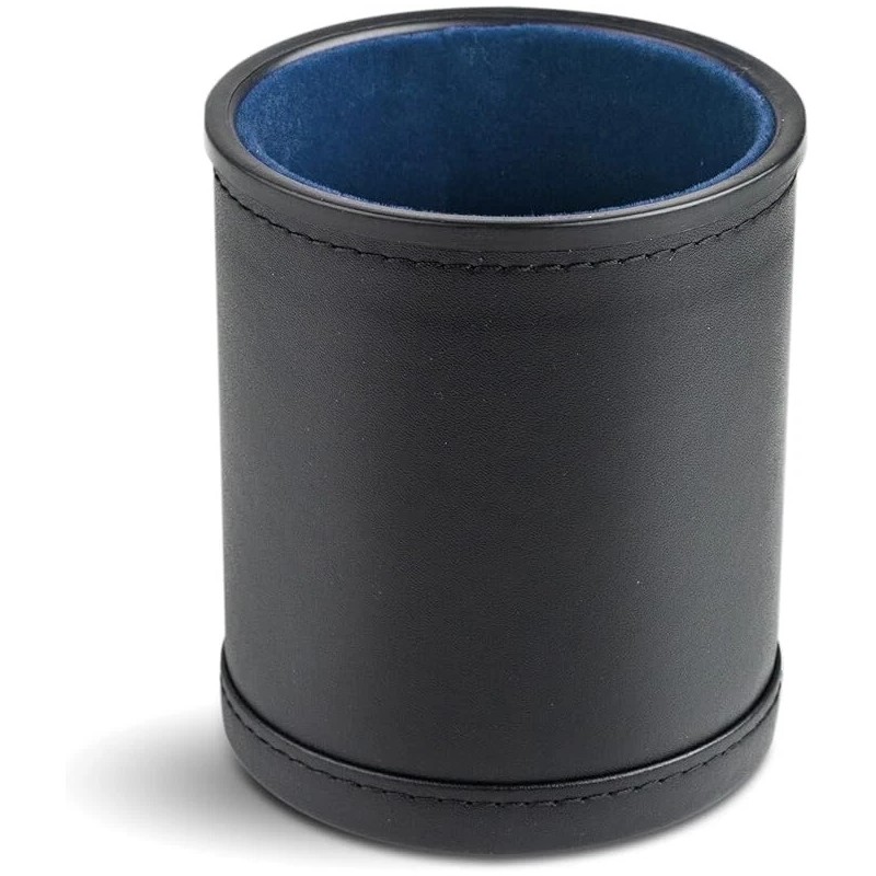Leather Dice Cup with Light Blue Felt Lining