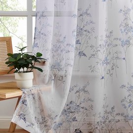 Warm Home Designs Printed Boho Curtains for Living Room. Our Blue Floral Curtains 84 Inches Long are Perfect Way to Add Rustic Curtains Vibe to Any Vintage or Boho Home Decor. KA Blue 84
