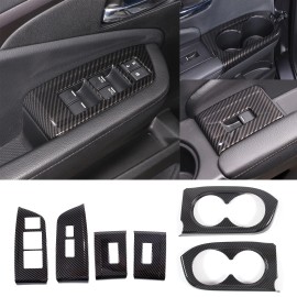 car-attention Carbon ABS Door Window Lift Switch Cup Panel trims cover For Honda Pilot 16-22