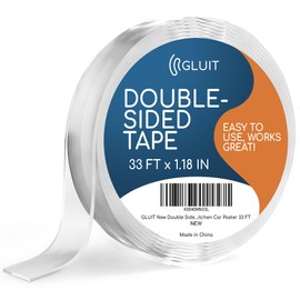 GLUIT New Double Sided Tape Heavy Duty 17.5 lbs Reusable Adhesive Removable Washable Multipurpose Mounting Tape Gel Grip Tape Carpet Tape for Home Office Kitchen Car Poster 33FT