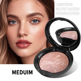 Baked Foundation For Mature Skin, Colour Correcting Powder Foundation - Oil-Control Long-Lasting Face Powder For Mature Skin(Medium)