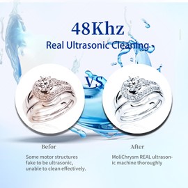 MoliChrysm Ultrasonic Cleaner, 700ml(24oz)Ultrasonic Jewelry Cleaner, 49KHZ Portable Jewelry Cleaner Ultrasonic Machine, with 304 Stainless Steel Tank & 2 Cleaning Mode Earrings,Glasses,Jewelry, Rings