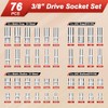 3/8” Drive Socket Set, 76 Pieces Ratchet Wrenches Set, Standard