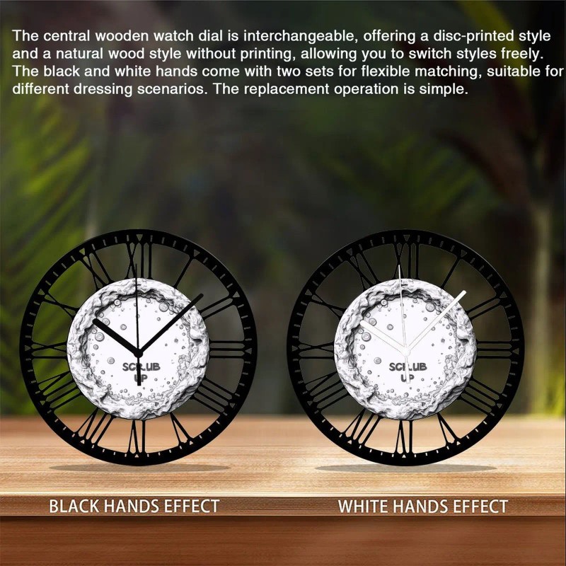 25cm Round Iron Wall Clock with a Celestial Motif and