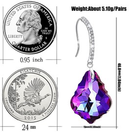 22mm Big Baroque Austrian Crystals AAA Zircon Fish Hook Dangle Earrings for Women 18K White Gold Plated Hypoallergenic Jewelry Gifts For Christmas Mothers Day (Vitrail Medium)