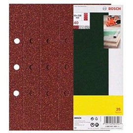 Bosch Home and Garden 25-teiliges Schleifblatt-Set für Schwingschleifer, 93 x 230 mm, 8 Löcher, Körnung 120, 2607017106