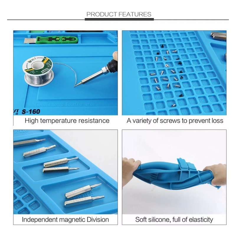CODYTAVAREZ Tapete Trabajo Silicon Magnético Antiestatica Reparar45 X 30