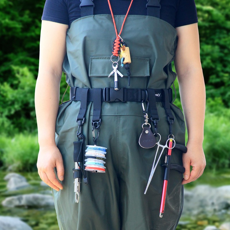 SAMSFX Adjustable Fishing Wading Belt Wader Belts for Surf Casting