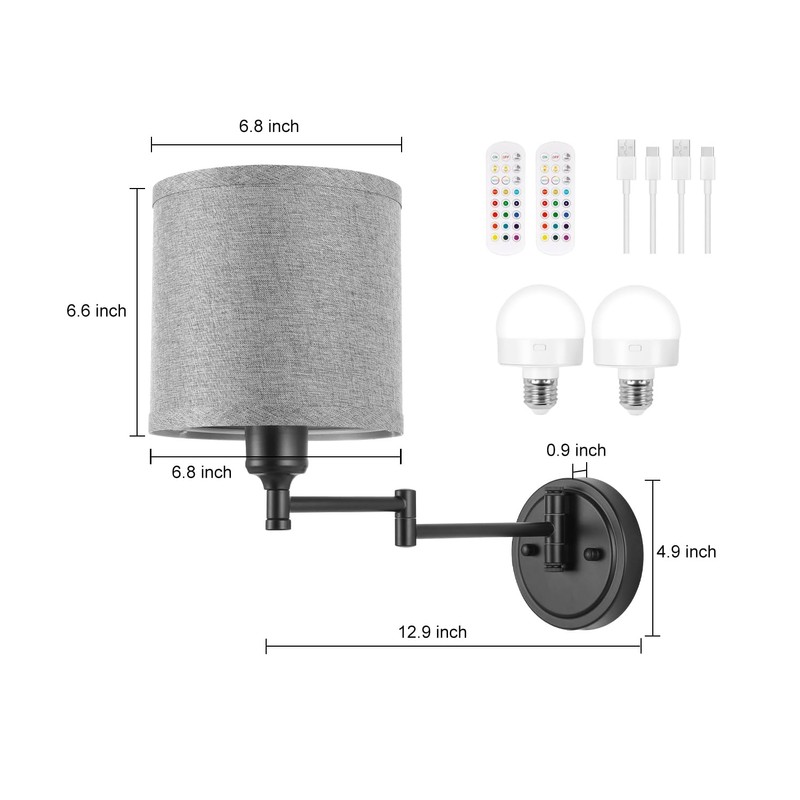 GOODATE Battery Operated Wall Sconce with Remote Control, 15 Colors