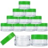 Beauticom 12 Pieces 20G/20ML Round Clear Jars with GREEN Lids