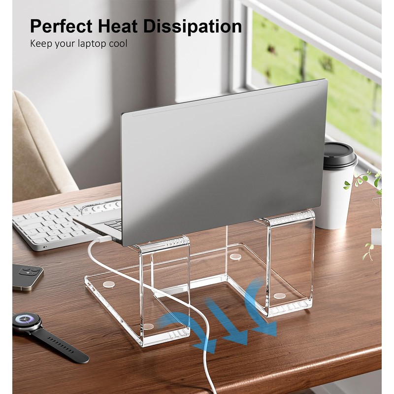 FUCDTEFC Acrylic Laptop Stand for Desk, Laptop Riser for 10-15.6