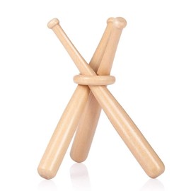 HugeDE 3 Pcs 150mm Mini Baseball Bats Unfinished Small Wooden Bats Wood Baseball Bats Baseball Softball Stand Display with Wooden Ring for Painting DIY Craft Projects