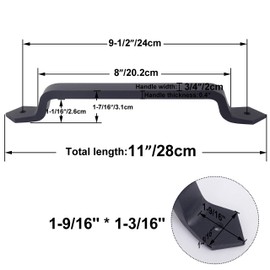 WEBI Rustic Gate Handle:11 Inch Cast Iron Sliding Barn Door Handle,Vintage Long Gate Pull Handle Fence Handle for Outdoor,Garage,Interior,Black,2 Packs