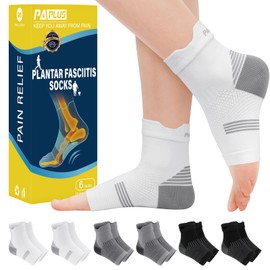 PAPLUS 6 Pairs Plantar Fasciitis Socks for Achilles Tendonitis Relief - Ankle Compression Socks for Women & Men - Ankle Brace with Arch Support for Swelling, Plantar Fasciitis Relief