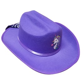 Aeromax Jr. Cowboy Hat with Bandanna, Purple with Unicorn logo