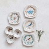 Scalloped Stoneware Plate with Insects, Birds & Flowers, Multi Color,