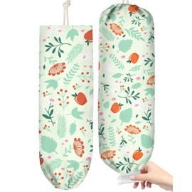 Kokaaee Plastic Bag Holder, Grocery Bag Organizer - Kitchen Dispenser Holders Reusable Shopping Western Hanging Wall with Free Adjustment with Drawstring Closure for Women Home Cute, Green