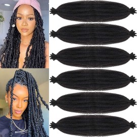 FFDDear 6 Packs Pre-Separated Springy Afro Twist Hair 24 Inch Spring Twist Hair Marley Twist Crochet Braiding Hair Natural Black for Soft Locs Hair Synthetic Hair Extensions for Women (24Inch,1B)