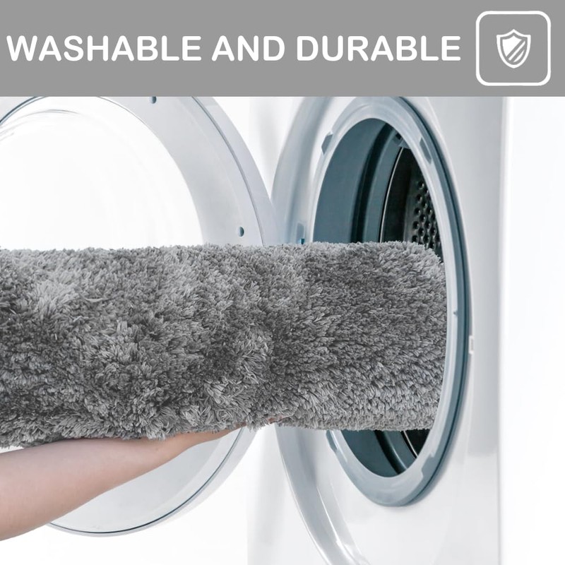 wyewye Microfibre Bath Mat 40x60cm Light Grey, 2cm Super Thick,