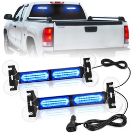 Nilight 40LED Blue Emergency Strobe Traffic Advisor Light Bar with Suction Cups Dash Safety Warning Hazard Flashing Lights Interior Front/Rear Windshield for Trucks Construction Vehicles