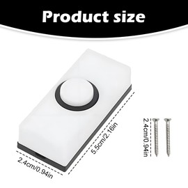 Wired Doorbell Button – Weatherproof Wall-Mounted Push Button with 2 Screws, Fits Most Chimes, White Plastic & Stainless Steel