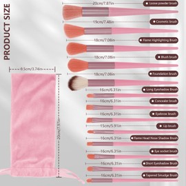 Bagentry 13 Pcs Professional Makeup Brushes Set with Bag, Complete Function Portable Make Up Brushes, Foundation Powder Concealers Eye Shadows Lip Cosmetic Brushes for Enthusiasts (Pink)