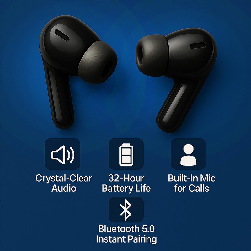 Scanmarker Bluetooth Wireless Earbuds with Microphone, 8 Hours Playtime, 32