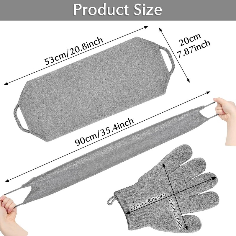 Exfoliante corporal de nylon y guantes de baño grises Anezus