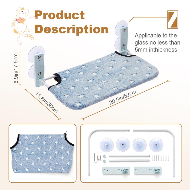 Foldable Cat Window Perch Glow in The Dark Cat Hammock