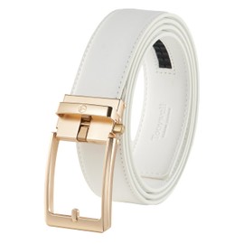 Tonywell White Belt Men - Classic Style Belt with Gold Buckle Ratchet Dress Belt