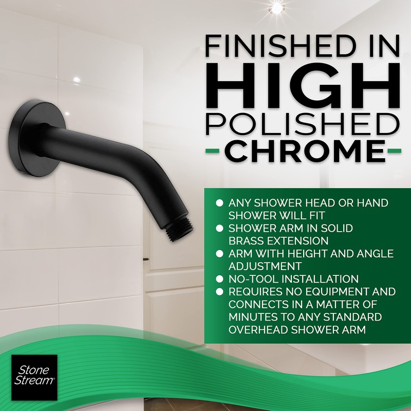 Original StoneStream Shower Arm for Fixed Wall-Mount Shower, Never Rust