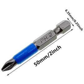 XMHF 10Pcs Anti Slip Phillips Cross Slot PH2 Short Screwdriver Bit Set 1/4 Inch Hex Shank 2 Inch/50 mm Length S2 Steel with Magnetic Tip for Power Screwdriver Drill Impact Driver Kit Tools