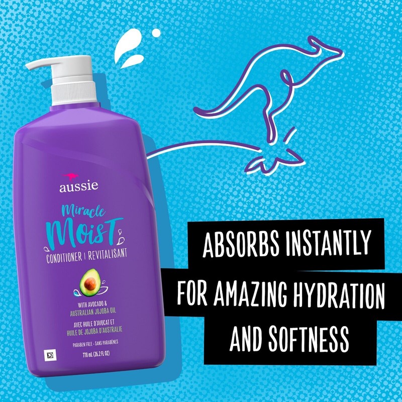 Aussie Miracle Moist Shampoo and Conditioner Hair Set, 26.2 fl