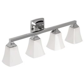 Moen YB5164CH Voss 4-Light Dual-Mount Bath Bathroom Vanity Fixture with Frosted Glass, Chrome, 7.24 x 9.61 x 32.76 in