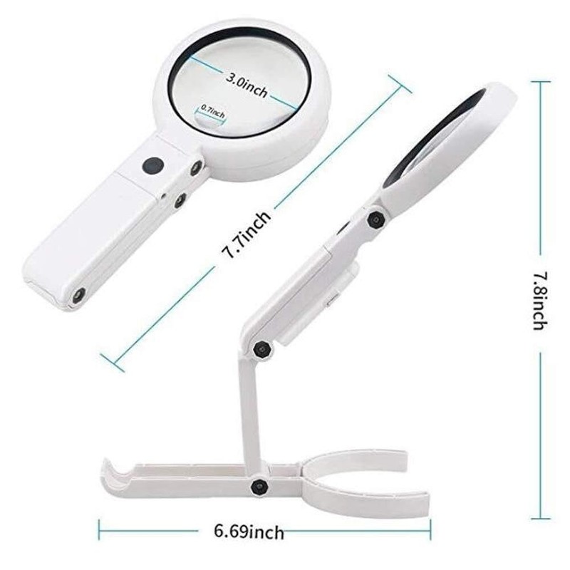 VERIMP 5X Handheld Magnifier Illuminated Desktop Handheld Magnifying Glass Reading