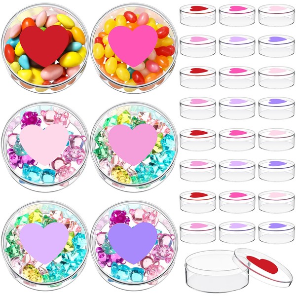 Marsui 24 Pcs 3.7 oz Valentine's Day Candy Boxes Plastic