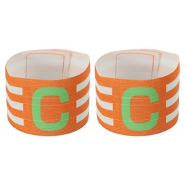 PATIKIL 12.2x2.5 Soccer Captain C Armband, 2 Pack Nylon Unisex Elastic Arm Badge Adjustable for Youth Adult Team Training, Orange